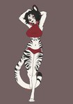 anthro breasts clothed clothing female fur hair looking_at_viewer midriff simple_background solo stripes tail thick_thighs thin_calves white_body wide_hips rinkamo felid mammal pantherine tiger 2025 absurd_res digital_media_(artwork) hi_res procreate_(artwork) signature