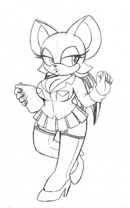 anthro bottomwear clothed clothing female footwear high_heels leggings legwear looking_back office open_clothing open_topwear puckered_lips secretary shoes skirt solo tablet tablet_computer topwear omegasunburst sega sonic_the_hedgehog_(series) rouge_the_bat bat mammal 2022 hi_res monochrome sketch