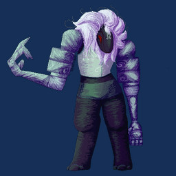 3_toes 4_fingers ambiguous_gender anthro black_body black_skin bottomwear clothed clothing compound_eyes digitigrade feet fingers fully_clothed green_bottomwear green_clothing green_shorts green_topwear green_vest hair hotpants midriff minishorts not_furry purple_hair red_eyes robotic_arm shorts simple_background solo toes topwear transparent_background vest babbage dess_(babbage) alien 1:1 2025 alpha_channel dated digital_media_(artwork) hi_res pixel_(artwork) signature herm_(lore)