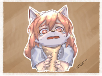 anthro asphyxiation blush bodily_fluids choking clothed clothing crying female hair open_mouth pink_hair sad simple_background solo tears 3iurub iurub fur_(theterm) canid canine fox human mammal 2024 4:3 digital_media_(artwork) hi_res signature