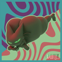 abstract_background anthro big_butt black_body butt green_eyes head_on_hand huge_butt hyper hyper_butt lying male on_front smug_face solo onyxsplash cartoon_network mao_mao:_heroes_of_pure_heart sheriff_mao_mao_mao domestic_cat felid feline felis mammal 1:1 3d_(artwork) blender_(artwork) blender_eevee_(artwork) digital_media_(artwork) hi_res unavailable_at_source
