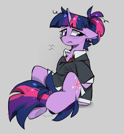 clothing collared_shirt dress_shirt eye_bags female feral hair_strands horn nervous shirt simple_background solo topwear lerkfruitbat friendship_is_magic hasbro my_little_pony mythology twilight_sparkle_(mlp) equid equine mammal mythological_creature mythological_equine unicorn