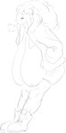 anthro big_breasts breasts clothed clothing female heavy huge_breasts hyper hyper_breasts jacket no_underwear sigh sighing solo topwear dreamy_pride justina_(dreamy_pride) bovid caprine goat mammal absurd_res hi_res monochrome