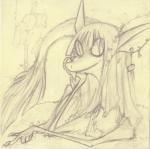 big_eyes ear_piercing female looking_at_viewer lying on_front piercing smile solo sildre out-of-placers mammal yinglet 2016 sketch