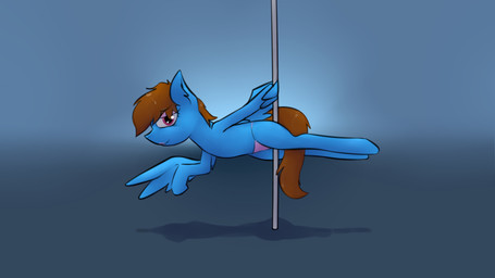 brown_hair clothing dancing feathered_wings feathers female feral hair looking_at_viewer panties pole pole_dancing purple_eyes simple_background smile solo underwear wings marsminer hasbro my_little_pony mythology sunnyside equid equine mammal mythological_creature mythological_equine pegasus 2016 digital_media_(artwork) hi_res