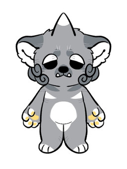 anthro black_nose chibi fangs featureless_crotch front_view fur grey_body grey_ears grey_fur grey_horn horn male mouth_closed narrowed_eyes nude pawpads simple_background solo standing teeth unsigned white_background white_body white_fur white_horn yellow_pawpads asnnonaka asian_mythology east_asian_mythology japanese_mythology mythology ryuusei canid canine foo_dog komainu mammal yokai 3:4 full-length_portrait portrait
