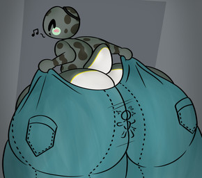 anthro big_butt butt butt_focus clothing clothing_pull duo huge_butt huge_thighs hyper hyper_butt hyper_thighs inside_clothing male smothering thick_thighs trapped_in_clothing quuestions_(artist) marg_(frog) amphibian frog hi_res
