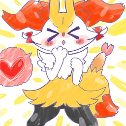 >o< ambiguous_anthro ambiguous_gender anthro biped bow_ribbon dipstick_tail eyes_closed food front_view heart_symbol knock-kneed markings object_in_tail open_mouth shrimp_(food) simple_background solo speech_bubble standing tail tail_markings annyui0611 nintendo pokemon braixen canid generation_6_pokemon mammal pokemon_(species) 1:1 2023 digital_drawing_(artwork) digital_media_(artwork) hi_res japanese_description pictographics portrait three-quarter_portrait translated_description