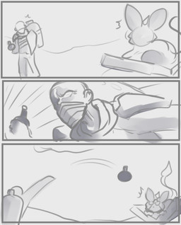 book container explosives female grenade male mask throwing throwing_object weapon tozamtr league_of_legends riot_games tencent singed_(lol) yuumi_(lol) domestic_cat felid feline felis human mammal absurd_res comic hi_res