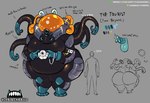 balls big_butt big_moobs blue_body butt environmental_suit genitals huge_butt huge_thighs male moobs multi_eye multi_limb overweight overweight_male penis size_difference small_penis smaller_human text thick_thighs ze_blackball.d the_tourist_(ze_blackball.d) alien human mammal english_text hi_res model_sheet