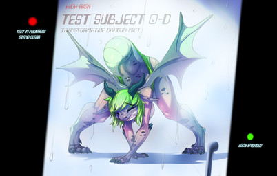 anthro bent_over big_breasts breasts camera_view claws clothed clothing dragon_wings eyes_closed female green_hair hair horn markings multicolored_body multicolored_skin nipples non-mammal_breasts raised_tail recording solo spots spotted_body spotted_skin spread_legs spreading tail teeth transformation wings watsup mythology dragon mythological_creature mythological_scalie scalie 2017 digital_media_(artwork)