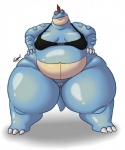 anthro big_breasts breasts clothed clothing female genitals non-mammal_breasts obese obese_anthro obese_female overweight overweight_anthro overweight_female pokemorph pussy skimpy solo thick_thighs wide_hips eddy_okapi nintendo pokemon crocodilian feraligatr generation_2_pokemon pokemon_(species) reptile scalie hi_res