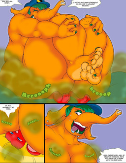 anthro duo facesitting fart fart_cloud farting_on_face female female/female gas green_fart_cloud looking_pleasured sitting sitting_on_another smothering text 50percentgrey rollana sapinalla elephant elephantid mammal mouse murid murine proboscidean rodent comic hi_res