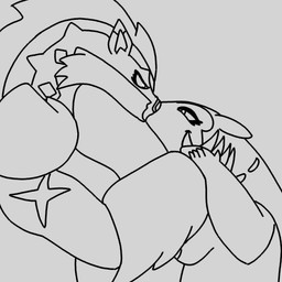 anthro areola barely_visible_areola big_breasts bodily_fluids breasts claws duo ears_up extreme_french_kiss eye_contact eyes_closed female female/female french_kissing fur hand_on_face kissing long_tongue looking_at_another medium_breasts narrowed_eyes open_mouth open_smile saliva saliva_string smile teeth tongue tongue_out pinnipip nintendo pokemon generation_8_pokemon hisuian_form hisuian_typhlosion obstagoon pokemon_(species) regional_form_(pokemon) 1:1 2d_animation animated low_res monochrome