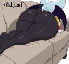 anthro big_butt butt butt_focus clothing female furniture huge_butt lying lying_on_sofa on_back on_sofa sofa solo tight_clothing rick_lewd sega sonic_the_hedgehog_(series) rouge_the_bat bat mammal hi_res