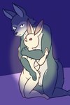 anthro big_penis breasts duo female foreskin genitals hug humanoid_genitalia humanoid_penis kneeling larger_male male nipples nude penis pussy simple_background size_difference small_breasts smaller_female nokamiwd beastars haru_(beastars) legoshi_(beastars) canid canine canis domestic_rabbit dwarf_rabbit lagomorph leporid mammal oryctolagus rabbit wolf 2025 2:3 absurd_res hi_res