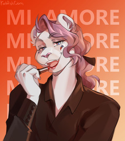 anthro biped claws clothed clothed_anthro clothed_female clothing female fingers front_view fur hair looking_at_viewer shirt simple_background smile solo teeth tongue topwear katfishcom felid leopard mammal pantherine 2026 digital_drawing_(artwork) digital_media_(artwork) hi_res