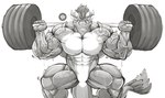 abs anthro barazoku barbell biceps big_muscles exercise front_view hair horn huge_muscles looking_at_viewer male muscular muscular_anthro muscular_male navel nude obliques pecs quads smile solo squats tail text vein veiny_muscles weightlifting workout chirros mythology dragon mythological_creature mythological_scalie scalie 2021 artist_name english_text greyscale hi_res monochrome