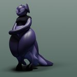 anthro black_hooves breasts clothed clothing countershade_arms countershade_face countershade_skin countershade_tail countershade_torso countershading dipstick_legs dipstick_limbs eyeless female fin gradient_background green_background hooves multicolored_body multicolored_skin purple_body purple_skin shirt simple_background solo tail tentacle_arms tentacles thick_thighs topwear two_tone_body two_tone_skin psychpsyo alien marine neumodian 1:1 3d_(artwork) digital_media_(artwork) hi_res