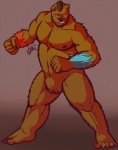 anthro barefoot biceps big_muscles biped blood bodily_fluids feet male muscular muscular_anthro muscular_male nipples nude solo punkjax sparktography bear brown_bear grizzly_bear mammal ursine