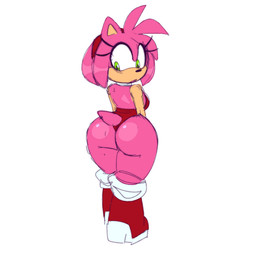 accessory anthro big_butt boots butt clothing eyelashes female footwear green_eyes hair_accessory hairband leotard looking_at_own_butt looking_back pink_body shoes solo tail tan_body tan_skin monamania sega sonic_the_hedgehog_(series) amy_rose eulipotyphlan hedgehog mammal 1:1 absurd_res hi_res