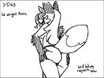 1-bit anthro arm_tuft bent_arm biped black_border border breasts butt cheek_tuft clothed clothing dialogue eyelashes facial_tuft female fur hair hand_on_butt hand_on_own_butt heart_symbol holding_butt looking_at_viewer mostly_nude multicolored_body multicolored_fur number open_mouth panties panties_only presenting simple_background solo text topless tuft underwear underwear_only sketchytoasty pepper_(sketchytoasty) canid canine fox mammal red_fox true_fox 4:3 black_and_white digital_media_(artwork) english_text monochrome