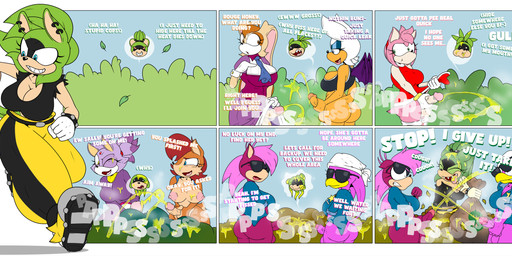 anthro averting_eyes bag balls bat_wings beak blue_eyes bodily_fluids bottomless bottomless_anthro bottomless_gynomorph bottomless_intersex breasts brown_body brown_eyes brown_fur bulge bulge_through_clothing casual_urination cat_tail clothed clothed_anthro clothed_gynomorph clothing clothing_aside clothing_lift clothing_pull comic_panel commando crime crossing_the_streams dialogue dialogue_box disguise disguised disgust drinking drinking_urine erection eyes_closed eyeshadow eyewear feathers female foreskin fur genital_fluids genitals green_body green_eyes green_fur group gynomorph gynomorph_peeing hair holding_penis humanoid_genitalia humanoid_penis intersex intersex/female intersex/intersex intersex_peeing kerchief looking_at_another looking_away looking_back makeup membrane_(anatomy) membranous_wings money money_bag nature nature_background nipples no_underwear omorashi onomatopoeia outside peeing peeing_on_another peeing_on_bush peeing_on_ground peeing_together peeing_while_erect penis pink_hair pink_nipples police police_badge police_baton police_officer police_uniform public public_exposure public_indecency public_urination public_use purple_body purple_feathers purple_fur rabbit_ears retracted_foreskin running sack sharp_teeth shirt_unbuttoned shocked sound_effects speech_bubble stealing sunglasses surprised surprised_face teeth text thief undone_shirt uniform urine urine_in_mouth urine_on_ground urine_stream watersports white_body white_fur wings yellow_eyes tinydevilhorns idw_publishing sega sonic_riders sonic_the_hedgehog_(comics) sonic_the_hedgehog_(idw) sonic_the_hedgehog_(series) sonic_underground amy_rose blaze_the_cat rouge_the_bat sally_acorn sonia_the_hedgehog surge_the_tenrec vanilla_the_rabbit wave_the_swallow afrosoricid bat eulipotyphlan felid feline hedgehog lagomorph leporid mammal rabbit rodent sciurid tenrec tree_squirrel 2025 absurd_res comic english_text hi_res