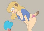 anthro blonde_hair blue_body blue_fur breasts cleavage clothed clothing duo female fur hair horn looking_at_breasts male older_woman_and_teenage_boy panties tan_body tan_fur underwear young young_anthro drockdraw cartoon_network the_amazing_world_of_gumball chi_chi's_mom gumball_watterson bovid caprine domestic_cat felid feline felis goat mammal 2021 digital_media_(artwork)