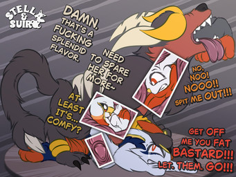 abstract_background animal_genitalia animal_penis anthro anthro_on_feral anthro_penetrated bestiality black_body black_fur black_nose black_paws black_sclera black_tail bodily_fluids bottomwear bottomwear_down brown_body brown_fur calling_for_release canine_genitalia canine_penis cervical_penetration claws clothed clothing dialogue dominant evolutionary_family explicitly_stated_nonconsent eyewear fangs female female_penetrated feral feral_penetrating forced forced_vaginal fur genitals glasses group hair horn inside_stomach insult internal internal_oral internal_vaginal knot knotting larger_dom male male/female male_penetrating male_penetrating_female male_pred markings open_mouth oral_foot_gulp oral_vore orange_body orange_eyes orange_fur orange_hair orange_nose orange_paws pants pants_down partially_clothed paws penetration penile penile_penetration penis penis_in_vagina penis_in_womb pinned pinned_to_ground rape sex size_difference spiked_tail spikes spikes_(anatomy) tail tears teeth text tinted_glasses tongue tongue_out vaginal vaginal_knotting vaginal_penetration vore white_body x-ray_view yellow_inner_ear yellow_markings suiro nintendo pokemon jetter_the_houndoom canid cinderace generation_2_pokemon generation_8_pokemon houndoom lagomorph leporid mammal pokemon_(species) rabbit raboot scorbunny 4:3 absurd_res english_text hi_res