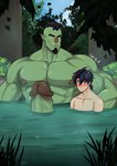 abs bathing beard big_dom_small_sub big_muscles big_nipples big_pecs big_penis black_hair blush dominant duo ear_piercing ear_ring erect_nipples erection facial_hair genitals glans green_body hair hot_spring huge_muscles huge_pecs huge_penis humanoid_pointy_ears imminent_sex larger_humanoid larger_male male male/male mohawk mostly_submerged muscular muscular_humanoid muscular_male nipples partially_submerged pecs penetration penis piercing pointy_ears ring_piercing size_difference smaller_human smaller_male tusks water callmea human humanoid mammal orc hi_res signature