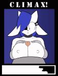 anthro areola big_breasts blue_hair bodily_fluids breast_play breasts cleavage clothed clothing collar cum cum_meter cum_on_breasts cumshot duo ejaculation erection female first_person_view fur genital_fluids genitals hair humanoid_genitalia humanoid_penis looking_at_genitalia looking_at_penis male male/female male_pov nipples nude orgasm penetrating_pov penis sex simple_background solo_focus text titfuck white_body white_fur theicedwolf bovid bovine cattle mammal 2017 2d_animation animated digital_media_(artwork) frame_by_frame short_playtime