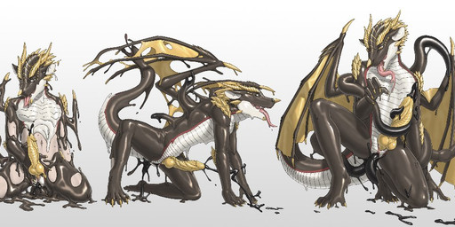 4_toes 5_fingers 5_toes about after_transformation all_fours anal anal_penetration animal_genitalia animal_penis anthro arm_spikes athletic athletic_anthro athletic_human athletic_male autopenetration balls base_one_layout becoming_erect big_penis biped black_tentacles bodily_fluids bound brown_eyes brown_hair chin_spikes claw_growth claws close-up container countershade_torso countershading cum cum_on_ground cumshot cup cutaway dazed deep_throat digitigrade dragon_wings drinking dripping dropping_cup dropping_object drugs ear_penetration ears_back egg ejaculation emanata encasement erection eye_roll facial_spikes feet finger_claws fingers flaccid fondling forced forced_gag forced_oral forced_transformation gag gagged gagging genital_fluids genital_slit genitals glistening glistening_body goo_transformation gradient_background grey_background grey_body grey_latex growth hair hand_on_belly hand_on_chest hand_on_face hand_on_ground hand_on_knee hand_on_leg hand_on_own_belly hand_on_own_chest hand_on_own_face hand_on_own_knee hand_on_own_leg hands-free head_back head_ridge head_spikes holding_container holding_cup holding_object horn huge_penis human_to_anthro human_to_scalie humanoid_feet humanoid_genitalia humanoid_penis hunched_over imminent_transformation internal internal_anal internal_oral jaw_spikes kneeling knot knotted_penis latex latex_body latex_cum latex_transformation liquid_latex long_tail long_tongue looking_pleasured male markings mask mask_gag masking masturbation membrane_(anatomy) membranous_wings mid_transformation multicolored_body navel nipples nose_spike nude on_one_knee open_mouth oral oral_penetration orgasm paws pecs penetration penile penile_masturbation penis pills pink_nipples pivoted_ears plantigrade prostate pupils raised_tail red_markings regurgitation ribbed_penis ridged_penis scutes self_fondle sex shocked shoulder_spikes simple_background slit_pupils smile snout solo species_transformation spikes spikes_(anatomy) standing surprised tail teeth tentacle_gag tentacle_in_ass tentacle_in_ear tentacle_masturbation tentacle_penetration tentacles thick_tail toe_claws toes tongue tongue_out transformation transformation_sequence two_tone_body unknown_liquid unusual_bodily_fluids unusual_cum unusual_genital_fluids unwanted_ejaculation vein veiny_penis warning_symbol white_body wide_eyed wing_growth wing_spikes wings yellow_claws yellow_eyes yellow_horn yellow_penis yellow_spikes yellow_wings whcy european_mythology mythology dragon goo_creature human latex_creature living_latex mammal mythological_creature mythological_scalie scalie symbiote western_dragon 2024 digital_media_(artwork) hi_res long_image sequence shaded soft_shading wide_image