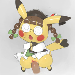5_fingers accessory black_clothing black_footwear black_nose black_shoes blush blush_stickers bodily_fluids book bottomless bow_(feature) bow_accessory bow_ribbon brown_hair cleft_tail clothed clothed_feral clothing coat cosplay_pikachu_(costume) cum cum_in_vagina cum_inside disembodied_penis duo erection eyewear female female_feral female_focus female_penetrated feral feral_penetrated fingers footwear fur genital_fluids genitals glasses green_bow green_clothing green_hair_bow green_shirt green_topwear grey_background hair hair_accessory hair_bow hair_ribbon hat headgear headwear heart_shaped_tail heart_tail holding_book holding_object interspecies lab_coat larger_male male male/female male_on_feral male_penetrating male_penetrating_female on_model open_mouth partially_clothed pencil_(object) penetration penile penile_penetration penis penis_in_vagina pigtails pokephilia ribbons sex shirt shoes simple_background size_difference smaller_female smaller_feral smaller_penetrated solo_focus square_academic_cap tail topwear twin_bows twin_hair_bows vaginal vaginal_penetration vulva yellow_body yellow_fur youjomodoki nintendo pokemon cosplay_pikachu_(character) pikachu_ph._d generation_1_pokemon human mammal pikachu pokemon_(species) rodent 1:1 2016 archived_source hi_res
