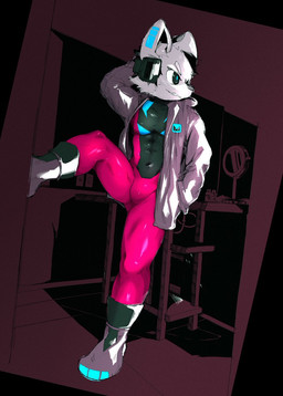 anthro black_background black_eyes black_latex black_nose black_spandex blue_highlights bodysuit boots bulge clothing foot_on_wall footwear hand_behind_head hand_in_pocket headgear highlights_(coloring) hoodie inner_ear_fluff latex latex_bodysuit latex_clothing latex_skinsuit light_switch looking_at_another makeup male maroon_background mirror muscular muscular_anthro muscular_male navel pink_latex pockets pose rectangle_background seductive sharp_teeth shoes simple_background skinsuit solo spandex_clothing spandex_suit teasing teeth tight_clothing topwear tuft white_clothing white_hoodie white_topwear jinnosound nintendo star_fox fox_mccloud canid canine canis fox mammal hi_res monochrome
