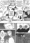 anthro black_body black_fur canid canine canis clothing comic cotton_(artist) dialogue domestic_dog english_text felid fur greyscale haplorhine male mammal monkey monochrome natsume_(tooboe_bookmark) noguchi pantherine primate text tiger tooboe_bookmark tuft