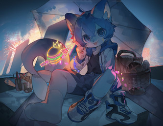 4_fingers anthro bangs basket beach beach_towel beach_umbrella belt belt_buckle black_clothing black_shirt black_topwear blue_body blue_bottomwear blue_clothing blue_ears blue_eyes blue_fur blue_hair blue_hoodie blue_inner_ear_fluff blue_shorts blue_topwear bottomwear bow_ribbon bread bread_loaf buckle burger circle_eyebrows clothed clothing container countershade_fur countershading crown directional_arrow discarded_footwear eyebrows feet fingers fireworks fish_tail food foot_focus footwear fur fur_markings gesture glowing glowing_jewelry glowing_necklace grey_tail hair hand_gesture headgear hoodie inner_ear_fluff jewelry legwear lightning_bolt looking_at_viewer male markings multicolored_body multicolored_clothing multicolored_fur musk musk_cloud musky_feet musky_shoes necklace neon_lights night parasol raised_finger raised_index_finger shirt shoes shoes_removed shorts sitting sitting_on_ground sky sneakers socks solo steamy_feet steamy_shoes tail teasing teasing_viewer teasing_with_feet tongue tongue_out topwear towel tuft two_tone_body two_tone_clothing two_tone_fur white_body white_clothing white_footwear white_fur white_hoodie white_inner_ear white_legwear white_socks white_topwear wine_bottle young young_anthro young_male emolga_1 cetacean furred_cetacean mammal marine 2024 hi_res