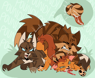 after_vaginal anal anal_penetration asphyxiation blood blood_puddle bodily_fluids claws corpse cum cum_in_ass cum_in_vagina cum_inside dead_eyes death ejaculation female feral feral_on_feral forced frothing_mouth genital_fluids gore group imminent_death looking_at_another male male/female necrophilia onomatopoeia penetration rape sex simple_background snare_trap sound_effects sweat tears text thrusting tongue tongue_out trio conditional_dnp deadingdog warriors_(book_series) brambleclaw_(warriors) firestar_(warriors) hawkfrost_(warriors) domestic_cat felid feline felis mammal hi_res trans_(lore) trans_man_(lore)