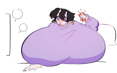anthro beverage big_breasts breasts clothed clothing female huge_breasts hyper hyper_breasts solo olives2olivia18 bovid bovine cattle mammal hi_res