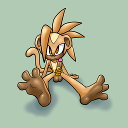 accessory anthro balls brown_balls brown_body brown_fur brown_penis cock_ring feet frown fur genitals hair jewelry looking_at_viewer male monkey_ears monkey_tail orange_eyes penis penis_accessory penis_jewelry simple_background solo tan_body tan_fur tan_hair rakkan sega sonic_the_hedgehog_(series) fan_character haplorhine mammal monkey primate 1:1