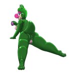 2014 anthro breasts butt clothing condom female frog_costume genitals kitsune_youkai mario_bros nintendo nipples pink_body pink_yoshi presenting presenting_hindquarters pussy sexual_barrier_device shaded simple_background solo torn_clothing twilight_stormshi_(character) white_background yoshi