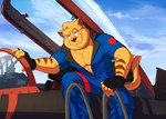 aircraft airplane anthro blue_bottomwear blue_clothing blue_topwear bottomwear clothing fingerless_gloves fingers gloves handwear jet lidded_eyes looking_at_viewer male muscular muscular_anthro muscular_male outside pants pilot sitting solo topwear uniform vehicle whiskers leo-artis hanna-barbera swat_kats chance_furlong domestic_cat felid feline felis mammal 2023 digital_media_(artwork) hi_res