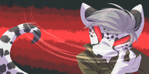 angry anthro attack claws clothed clothing fur grey_hair hair male markings red_eyes simple_background solo spots spotted_body spotted_fur white_body white_fur ripli a_story_with_a_known_end cheetah felid feline mammal vampire 2:1 hi_res