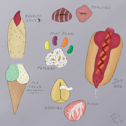 anatomically_correct anatomically_correct_genitalia anatomically_correct_penis anatomically_correct_vulva animal_genitalia animal_penis animal_vulva anus balls bodily_fluids burrito candy canine_genitalia canine_penis canine_vulva chili_pepper chocolate cookie cum dessert food food_fetish fortune_cookie fruit genital_fluids genitals hot_dog hot_dog_bun humor ice_cream ice_cream_cone jelly_bean joke ketchup knot mustard paws penis pepper_(fruit) plant popcorn sheath text vulva maklykan canid canine mammal 1:1 absurd_res english_text hi_res