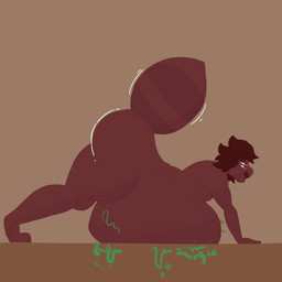 all_fours big_butt butt digestion half-closed_eyes looking_pleasured male narrowed_eyes onomatopoeia solo sound_effects text thick_thighs vore weight_gain artificr arti_(artificr) arachnid arthropod spider 1:1 absurd_res hi_res