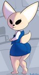2023 :3 aggretsuko anthro barefoot big_butt butt canid canine clothing davidsanchan english_text feet female fennec_fox fenneko fox hi_res looking_at_viewer looking_back mammal rear_view sanrio solo text tongue tongue_out true_fox undressing