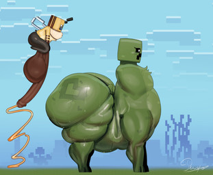 balls big_balls big_butt big_penis bodily_fluids butt creeper_explorer_(perotoart) duo female flat_chested foreskin genital_fluids genitals glans huge_balls huge_butt huge_penis humanoid_genitalia humanoid_penis male male/female penis precum size_difference small_but_hung smaller_male unusual_bodily_fluids unusual_genital_fluids unusual_precum perotoart microsoft minecraft mojang xbox_game_studios arthropod bee bee_(minecraft) creeper_(minecraft) creeper_taur hymenopteran insect taur absurd_res hi_res