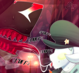 after_kiss bodily_fluids breath clothing coat dripping female hat headgear headwear heart_background larger_male male male/female night panting romantic romantic_couple saliva saliva_drip saliva_string sharp_teeth simple_background size_difference smaller_female steamy_breath street_lamp sweat teeth topwear crakheaddd nintendo pokemon blitz_(absolise) crit_(royalchomper) garchomp generation_4_pokemon pachirisu pokemon_(species) absurd_res hi_res