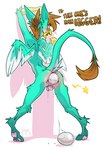 anal anthro anus balls beak chastity_cage chastity_device countershade_torso countershading egg egg_from_ass femboy genitals long_tail male oviposition pain pain_stars painal penis scared solo tail text ralek mythology pure_gold_(oc) avian gryphon mythological_avian mythological_creature 2023 absurd_res english_text hi_res