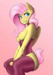 absurd_res anthro anthrofied biped blush breasts chest_tuft clothed clothing collar conditional_dnp corset equid equine female fluttershy_(mlp) friendship_is_magic hair hasbro hi_res legwear lingerie looking_at_viewer mammal my_little_pony mythological_creature mythological_equine mythology nipples nude partially_clothed pegasus pudgeruffian simple_background sitting smile solo stockings thigh_highs third-party_edit topwear tuft wings