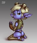 butt clothed clothing ear_piercing ear_ring eyewear female goggles kneeling leggings legwear looking_at_viewer not_furry panties piercing pose ring_piercing simple_background solo toeless_legwear underwear bunny_boy_(artist) league_of_legends riot_games tencent tristana_(lol) humanoid yordle absurd_res hi_res